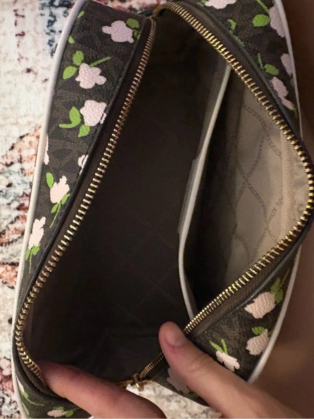 Michael Kors Brown Floral Cosmetic Pouch